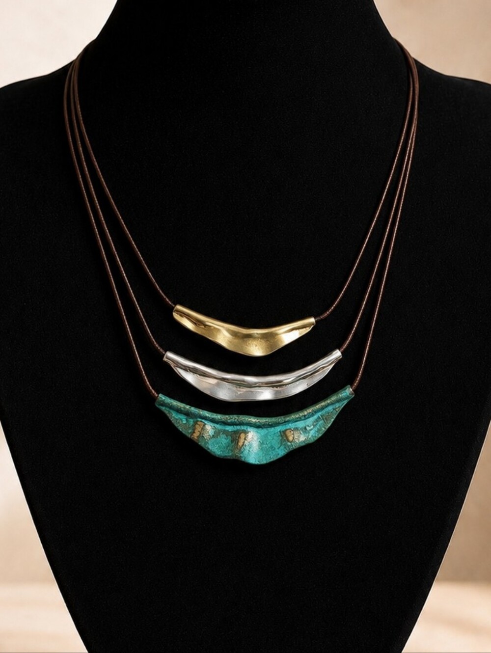 SILPADA CAYMAN NECKLACE N3114 STERLING SILVER PATINA BRASS MIXED METAL